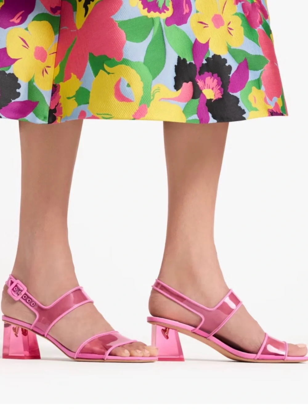 kate spade Milani Lucite Dress Square Toe Sandals Heels Carousel Pink